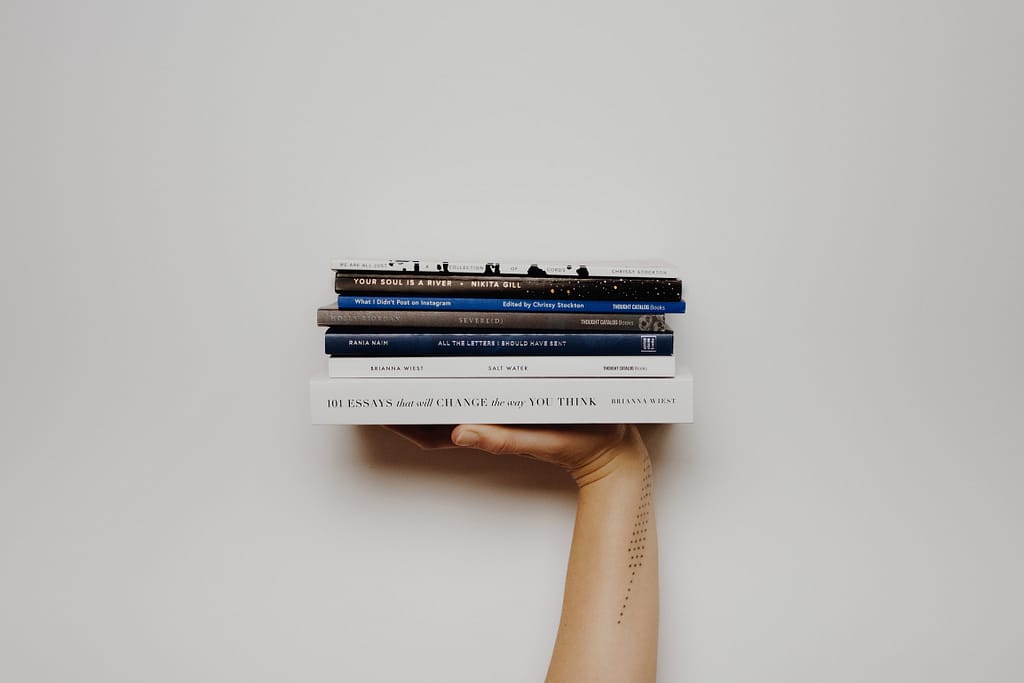 books on a hand