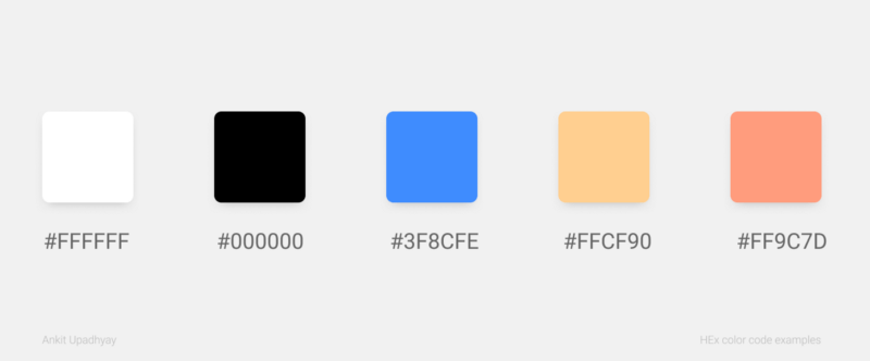 ui ux design : various examples of HEX color code examples